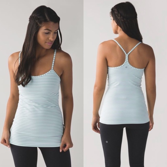 Lululemon Power-Y Tank Classic Stripe Sea Mist 6 - Picture 1 of 8